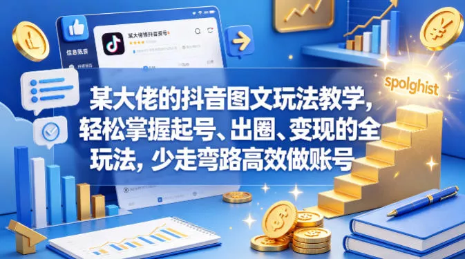 某大佬的抖音图文玩法教学，轻松掌握起号、出圈、变现的全套玩法，少走弯路高效做账号 - 轻创社