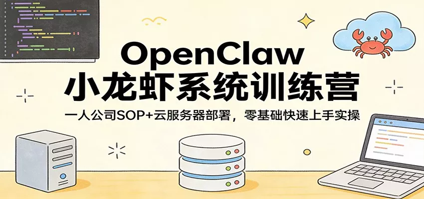 OpenClaw小龙虾系统训练营：一人公司SOP，云服务器部署，零基础快速上手实操 - 轻创社