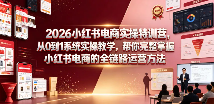 2026小红书电商实操特训营，从0到1系统实操教学，帮你完整掌握小红书电商的全链路运营方法 - 轻创社