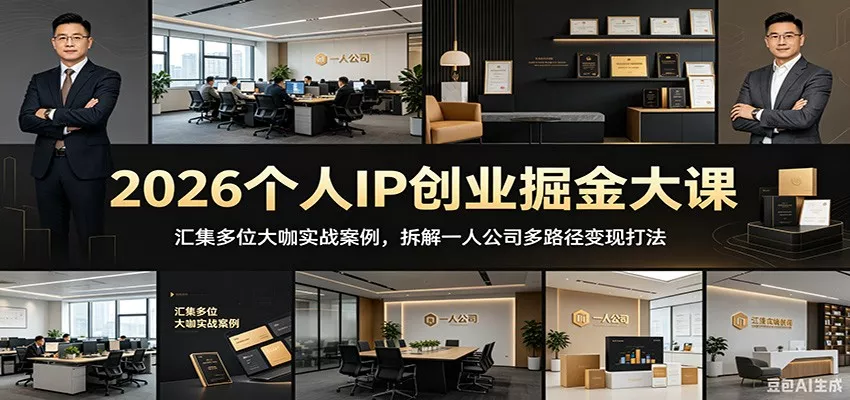 2026个人IP创业掘金大课：汇集多位大咖实战案例，拆解一人公司多路径变现打法 - 轻创社