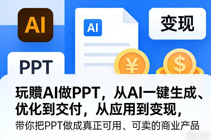 玩賺AI做PPT，从AI一键生成、优化到交付，从应用到变现，带你把PPT做成真正可用、可卖的商业产品(更新0401) - 轻创社