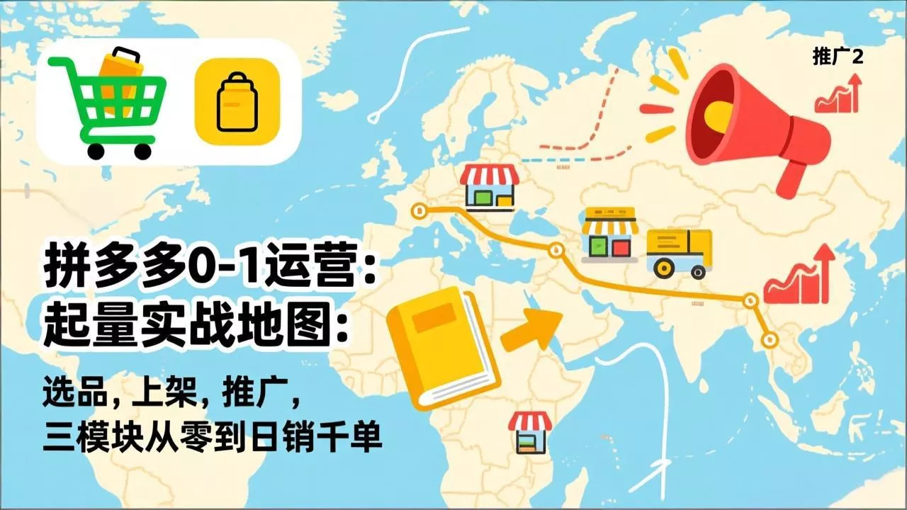 拼多多0-1运营：起量实战地图：选品，上架，推广，三模块从零到日销千单 - 轻创社