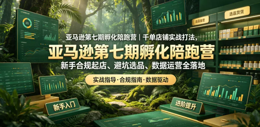 亚马逊第七期孵化陪跑营｜千单店铺实战打法，新手合规起店、避坑选品、数据运营全落地 - 轻创社