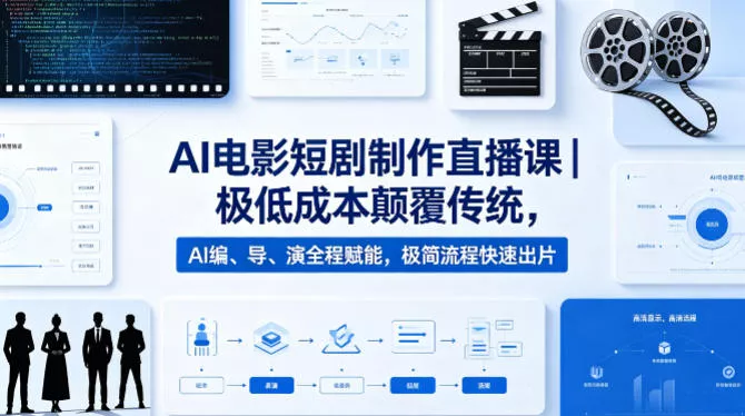 AI电影短剧制作直播课｜极低成本颠覆传统，AI编、导、演全程赋能，极简流程快速出片 - 轻创社