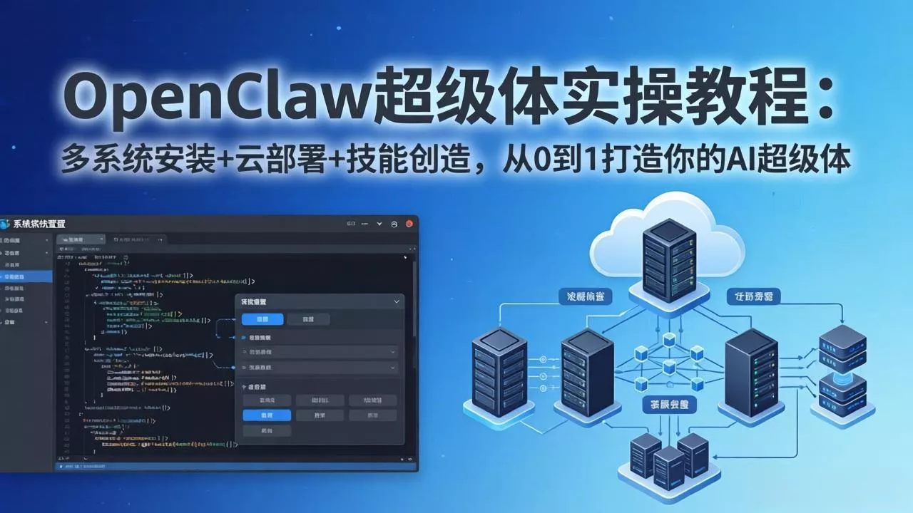 OpenClaw-小龙虾 超级体实操教程：多系统安装+云部署+技能创造，从0到1打造你的AI超级体 - 轻创社