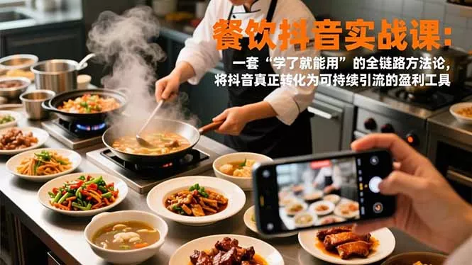 餐饮抖音实战课：一套“学了就能用”的全链路方法论，将抖音真正转化为可持续引流的盈利工具 - 轻创社