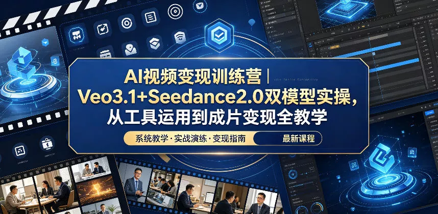 AI视频变现训练营|Veo3.1+Seedance2.0双模型实操,从工具运用到成片变现全教学 AI视频变现训练营|Veo3.1+Seedance2.0双模型实操,从工具运用到成片变现全教学