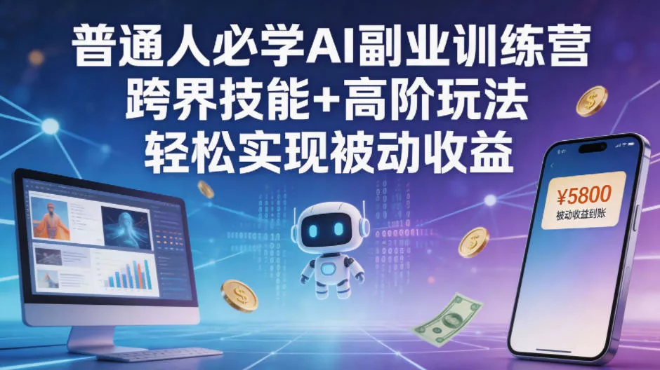 普通人必学AI副业训练营跨界技能+高阶玩法轻松实现被动收益 - 轻创社