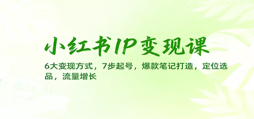 小红书IP变现课：6大变现方式，7步起号，爆款笔记打造，定位选品，流量增长 - 轻创社