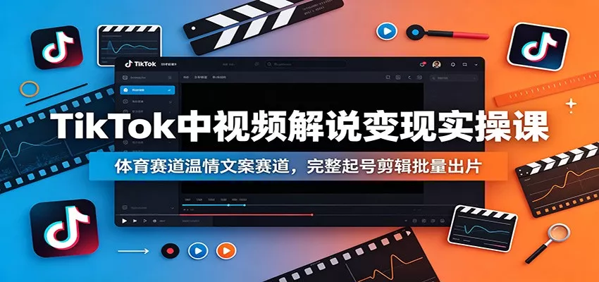 TikTok中视频解说变现实操课：体育赛道温情文案赛道，完整起号剪辑批量出片 - 轻创社