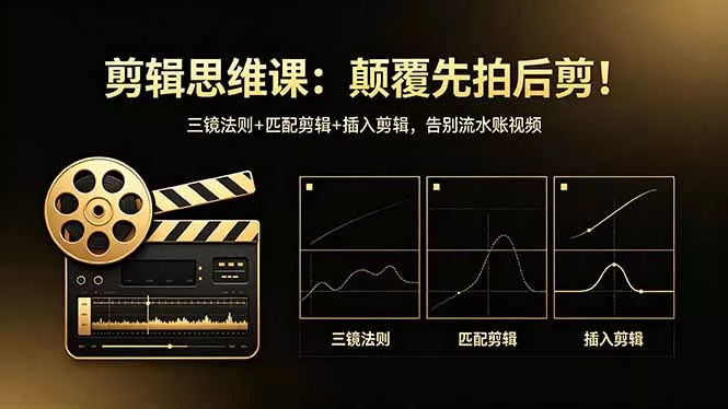 剪辑思维课：颠覆先拍后剪！三镜法则+匹配剪辑+插入剪辑，告别流水账视频 - 轻创社