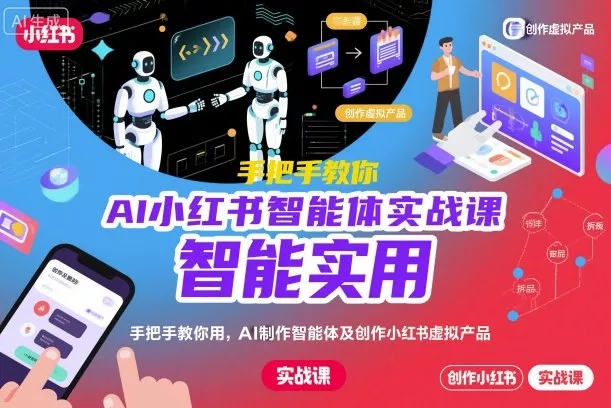 AI小红书智能体实战课，手把手教你用AI制作智能体及创作小红书虚拟产品，提效+内容商业化(更新) - 轻创社