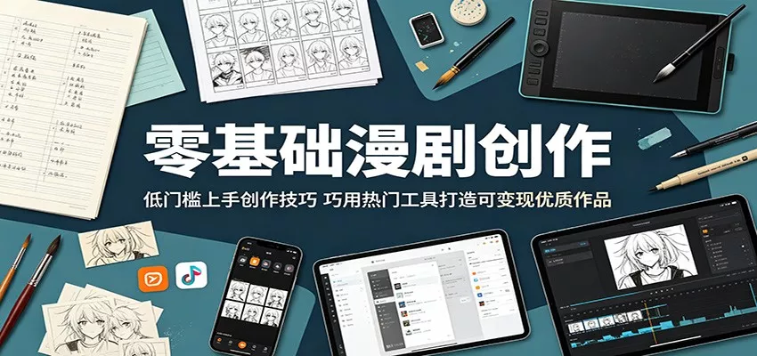 零基础漫剧创作：低门槛上手创作技巧，巧用热门工具打造可变现优质作品 - 轻创社