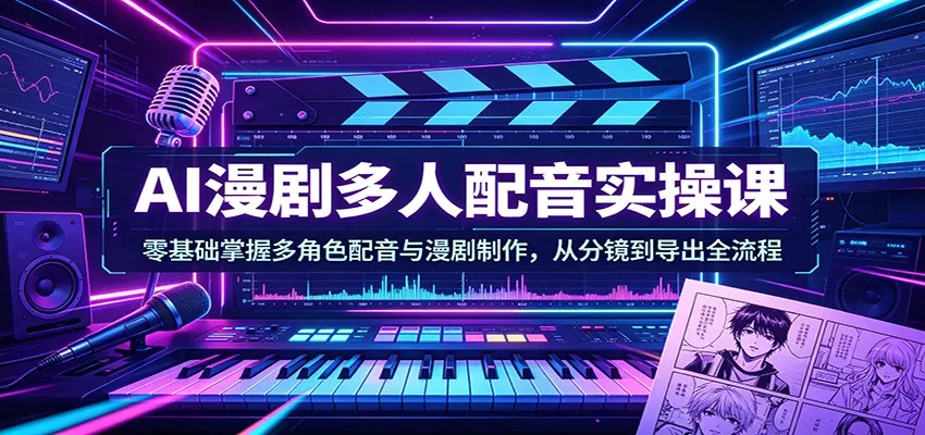 AI漫剧多人配音实操课：零基础掌握多角色配音与漫剧制作，从分镜到导出全流程 - 轻创社