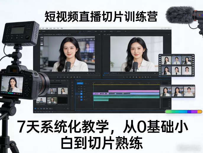 短视频直播切片训练营，7天系统化教学，从0基础小白到切片熟练 - 轻创社