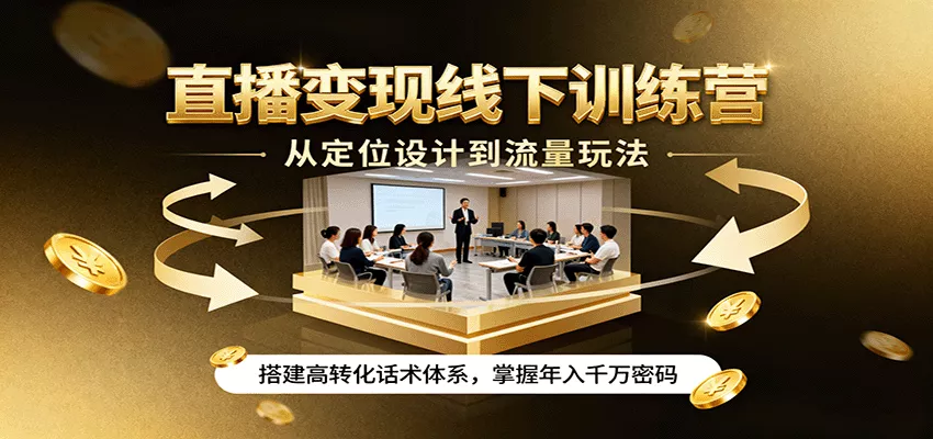 直播变现线下训练营，从定位设计到流量玩法，搭建高转化话术体系，掌握年入千万密码 - 轻创社