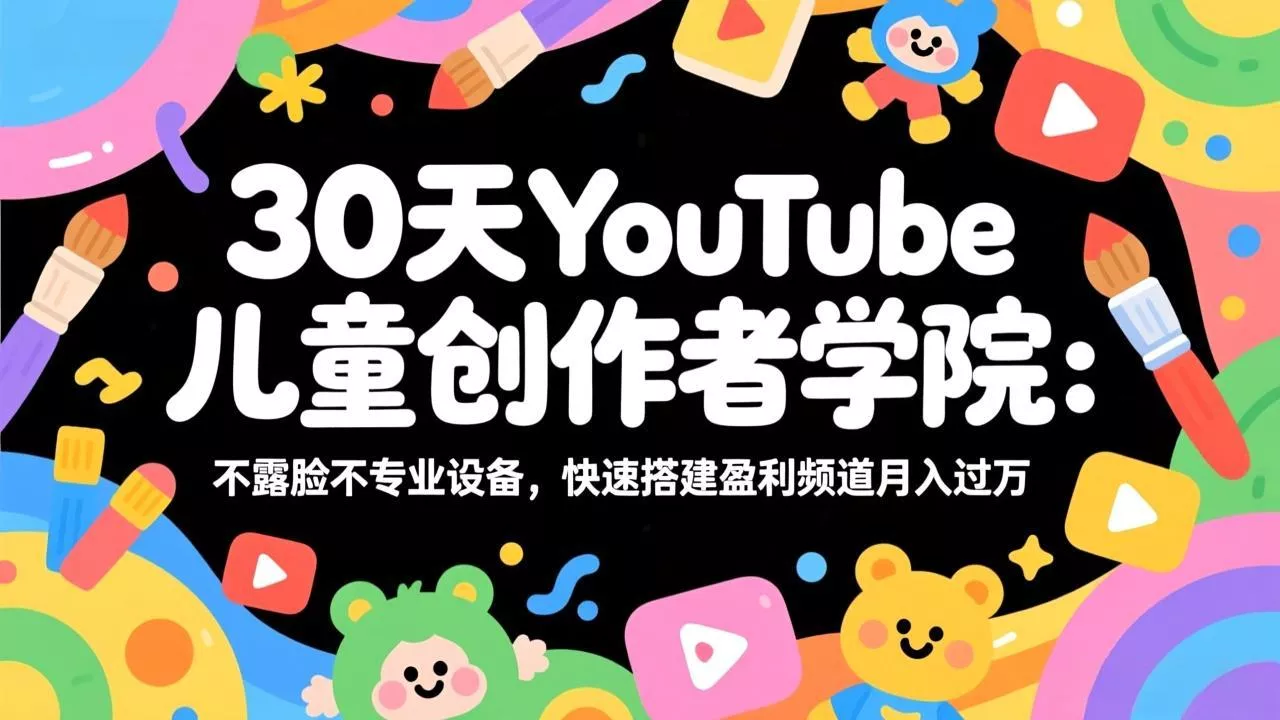 30天YouTube儿童创作者学院：不露脸不专业设备，快速搭建盈利频道月入过万 - 轻创社