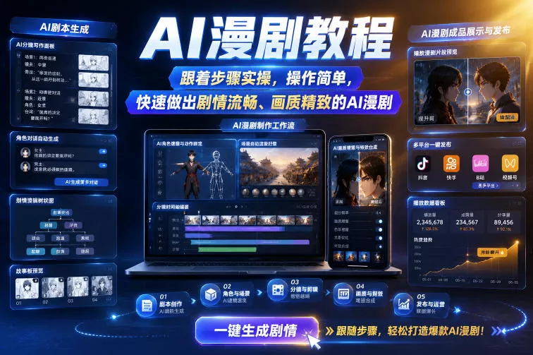 AI漫剧教程，跟着步骤实操，操作简单，快速做出剧情流畅、画质精致的AI漫剧 - 轻创社