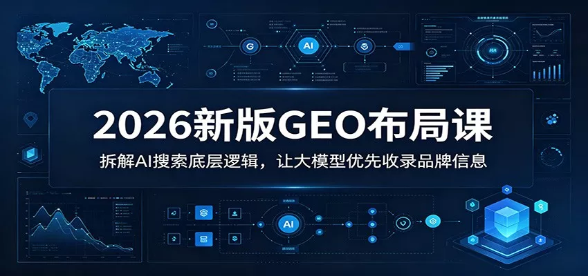 2026新版GEO布局课：拆解AI搜索底层逻辑，让大模型优先收录品牌信息 - 轻创社