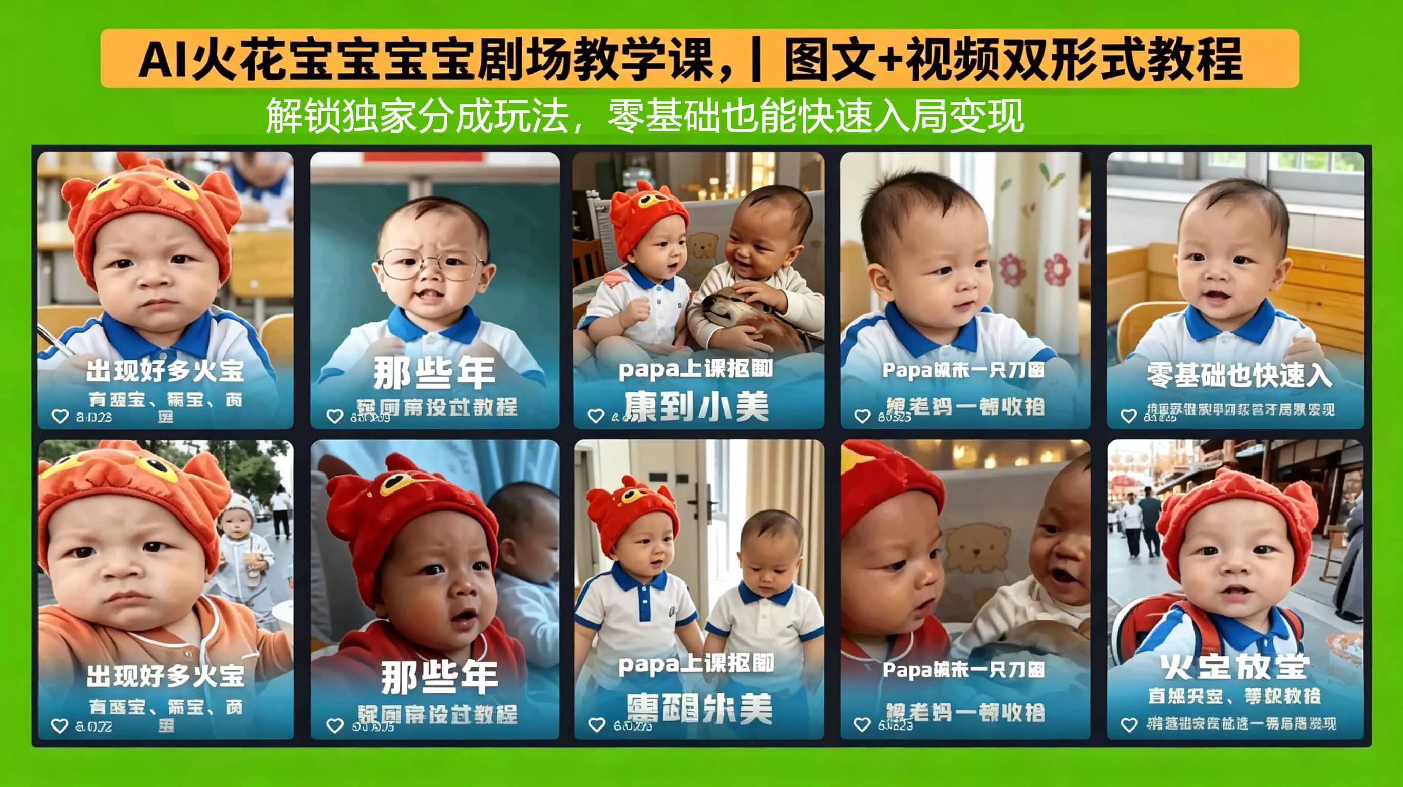 AI火花宝宝宝宝剧场教学课，图文+视频双形式教程，解锁独家分成玩法，零基础也能快速入局变现 - 轻创社