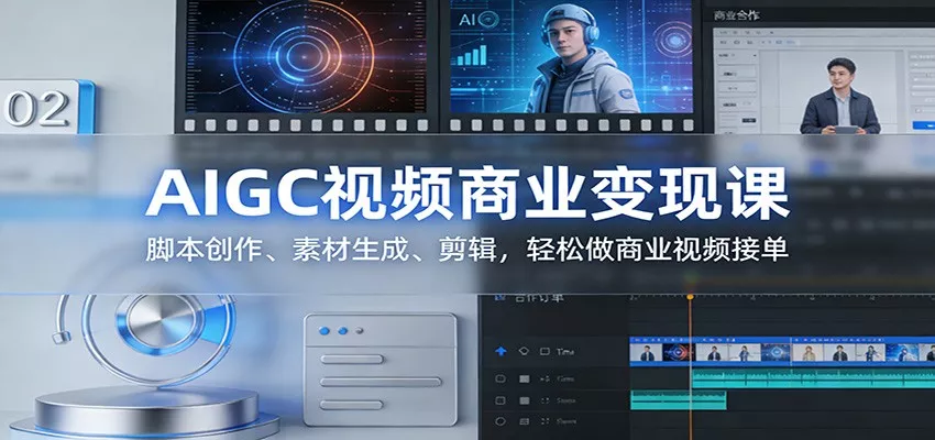 AIGC视频商业变现课：脚本创作、素材生成、剪辑，轻松做商业视频接单 - 轻创社