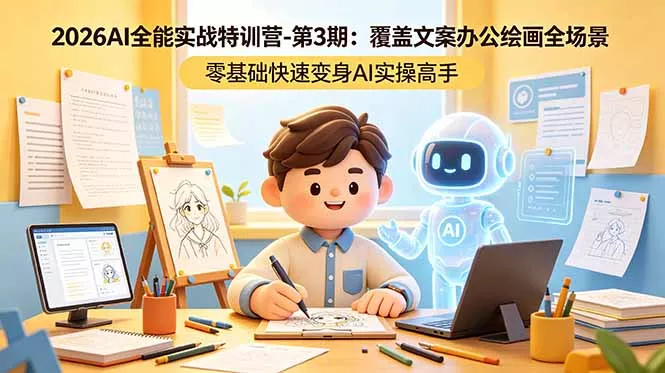 2026AI全能实战特训营-第3期：覆盖文案办公绘画全场景 零基础快速变身AI实操高手 - 轻创社