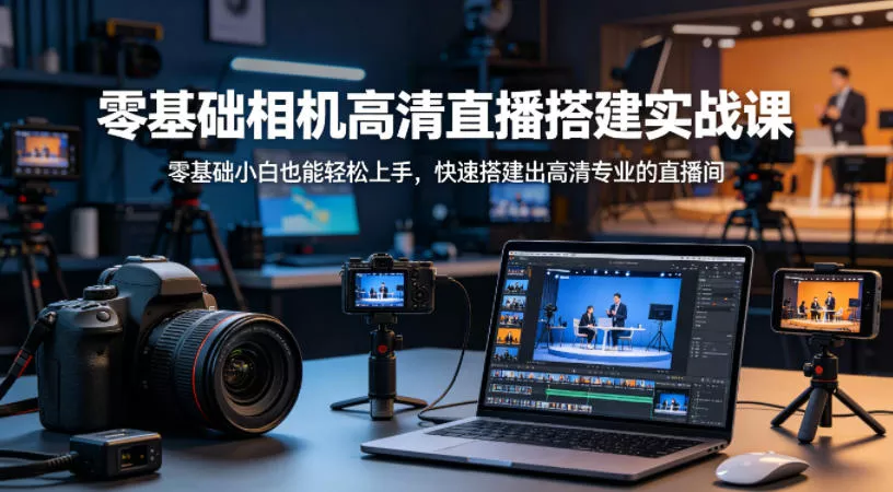 零基础相机高清直播间搭建实战课，小白也能轻松上手，快速搭建出高清专业的直播间 - 轻创社