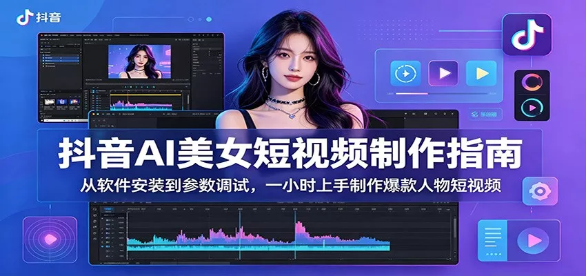 抖音AI美女短视频制作指南：从软件安装到参数调试，一小时上手制作爆款人物短视频 - 轻创社