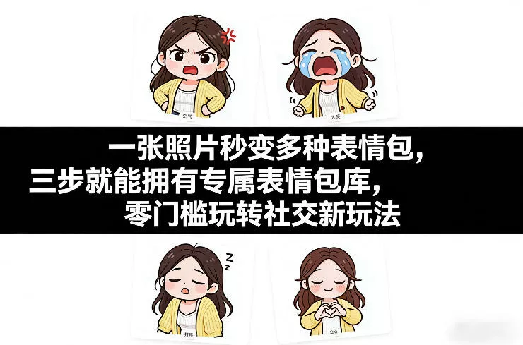 一张照片秒变多种表情包，三步就能拥有专属表情包库，零门槛玩转社交新玩法【文档】 - 轻创社