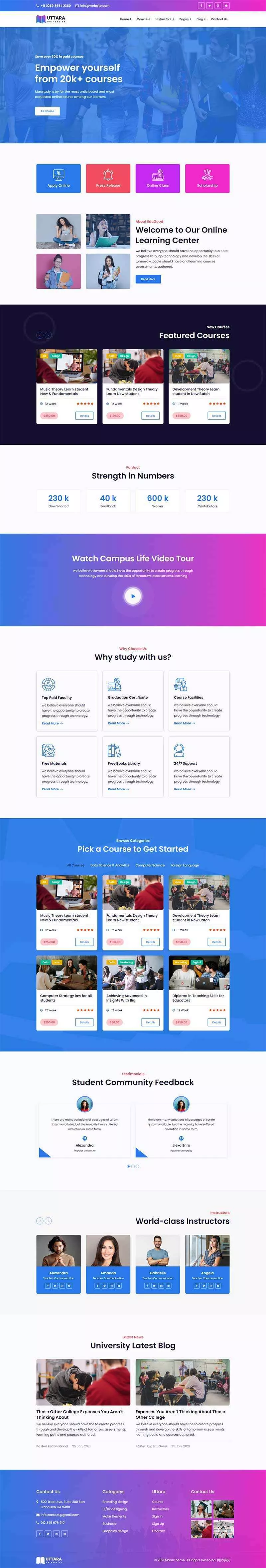 bootstrap响应式大学在线课程网站HTML模板 - 轻创社