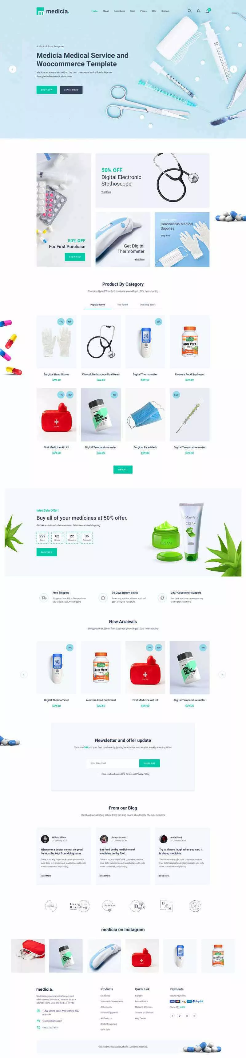 Bootstrap4医疗保健用品电子商务HTML5模板 - 轻创社