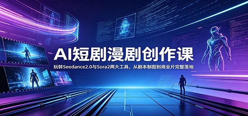 AI短剧漫剧创作课：玩转Seedance2.0与 Sora2两大工具，从剧本制图到商业片完整落地 - 轻创社