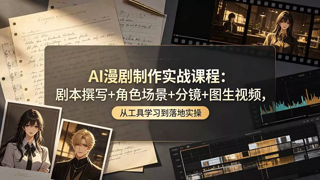 AI漫剧制作实战课程：剧本撰写+角色场景+分镜+图生视频，从工具学习到落地实操 - 轻创社
