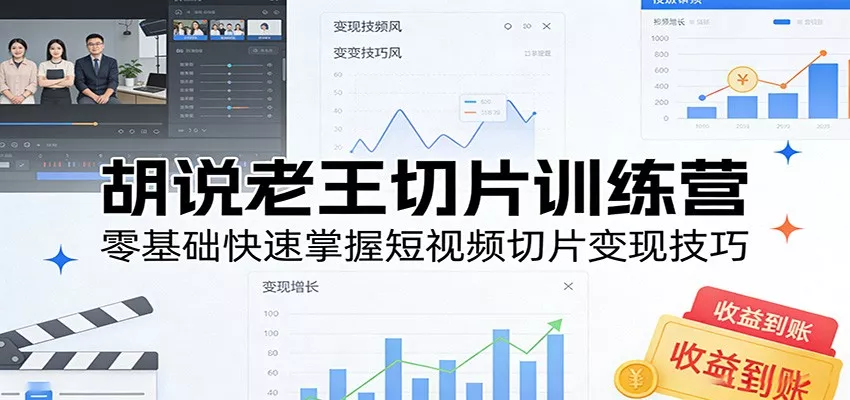 胡说老王切片训练营，零基础快速掌握短视频切片变现技巧 - 轻创社