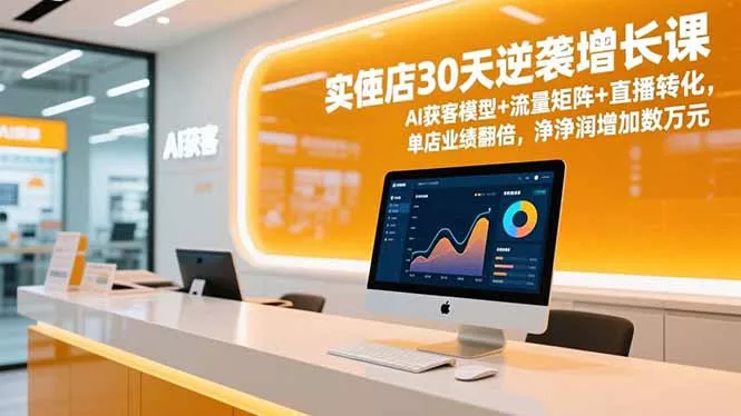 实体店30天逆袭增长课，AI获客模型+流量矩阵+直播转化，单店业绩翻倍，净利润增加数万元 - 轻创社