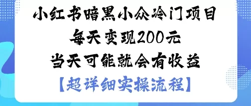 小红书暗黑小众冷门项目每天变现2张当天可能就会有收益 - 轻创社