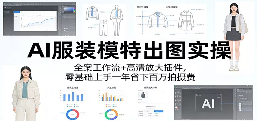 AI服装模特出图实操：全案工作流+ 高清放大插件，零基础上手一年省下百万拍摄费 - 轻创社