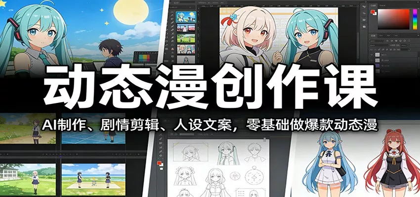 动态漫创作课：AI制作、剧情剪辑、人设文案，零基础做爆款动态漫 - 轻创社