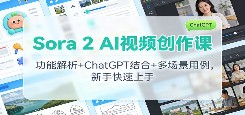 Sora 2 AI视频创作课：功能解析+ChatGPT结合+多场景用例，新手快速上手 - 轻创社