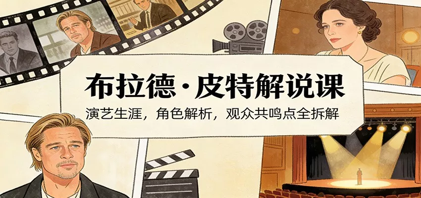 演员说-布拉德.皮特解说课：演艺生涯，角色解析，观众共鸣点全拆解 - 轻创社