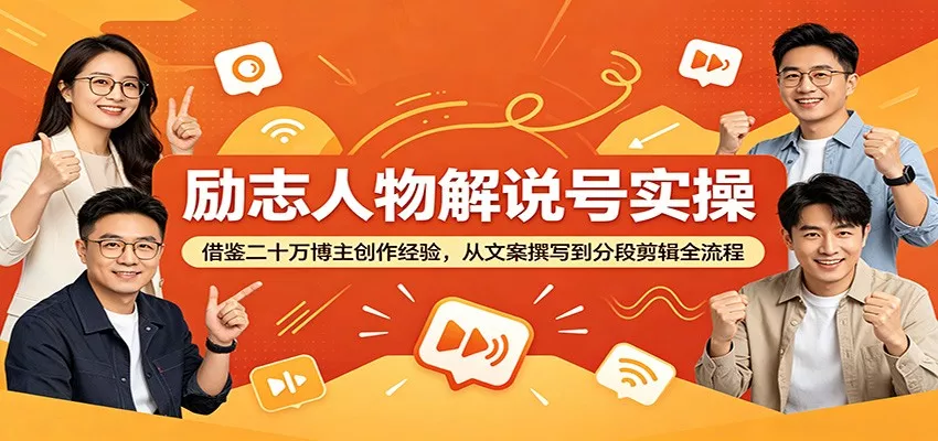 励志人物解说号实操：借鉴二十万博主创作经验，从文案撰写到分段剪辑全流程 - 轻创社
