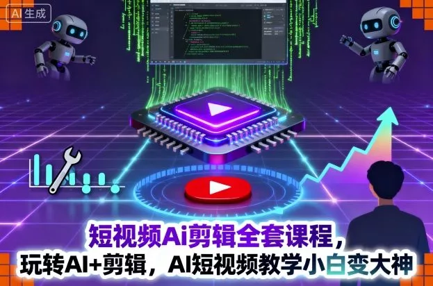 短视频Ai剪辑全套课程，玩转AI+剪辑，AI短视频教学小白变大神 - 轻创社
