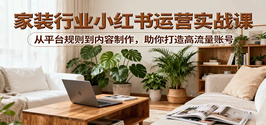 小红书家装行业运营实战课：从平台规则到内容制作，助你打造高流量账号 - 轻创社