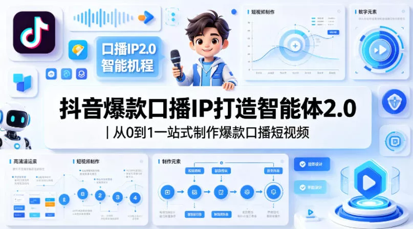 抖音爆款口播IP打造智能体2.0｜从0到1一站式制作爆款口播短视频 - 轻创社