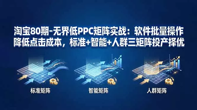 淘宝80期-无界低PPC矩阵实战：软件批量操作降低点击成本，标准+智能+人群三矩阵投产择优 - 轻创社