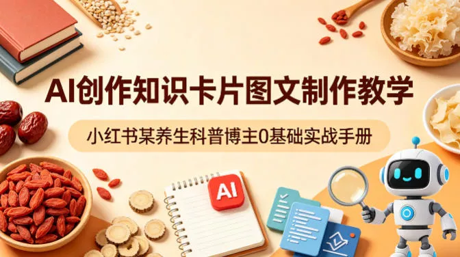 AI创作知识卡片图文制作教学，小红书某养生科普博主0基础实战手册 - 轻创社
