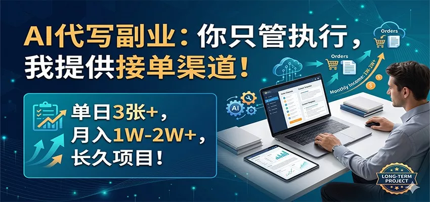 AI代写副业：你只管执行，我提供接单渠道！单日3张+，月入1W-2W+，长久项目 - 轻创社