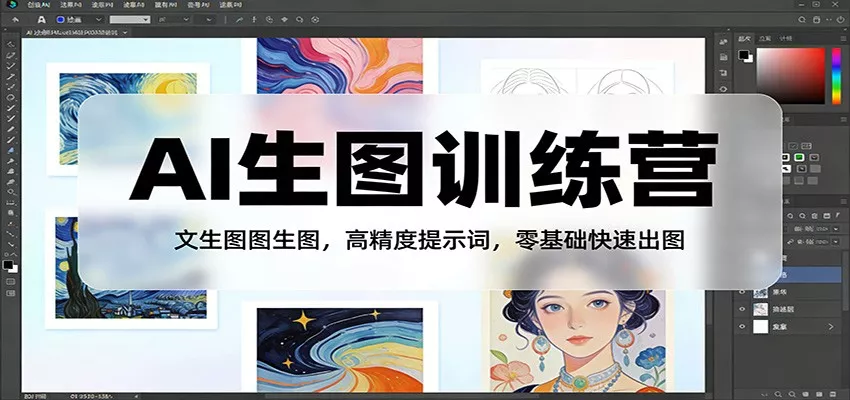 AI生图训练营：文生图图生图，高精度提示词，零基础快速出图 - 轻创社