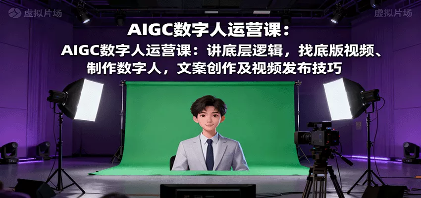 AIGC数字人运营课：讲底层逻辑，找底版视频、制作数字人，文案创作及视频发布技巧 - 轻创社