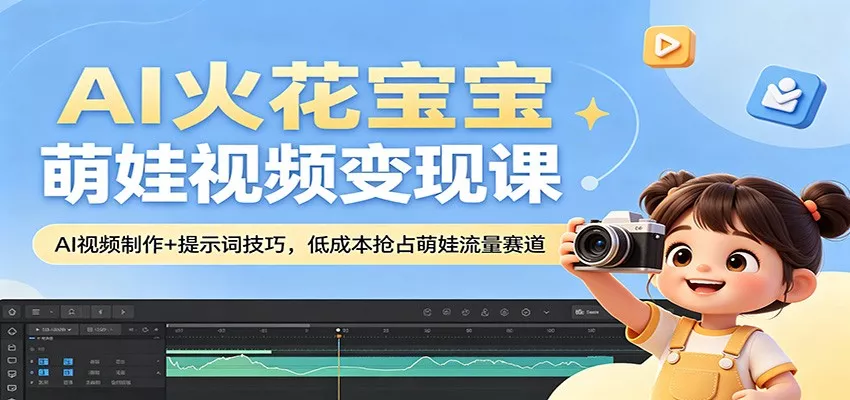 AI火花宝宝萌娃视频变现课：AI视频制作+提示词技巧，低成本抢占萌娃流量赛道 - 轻创社